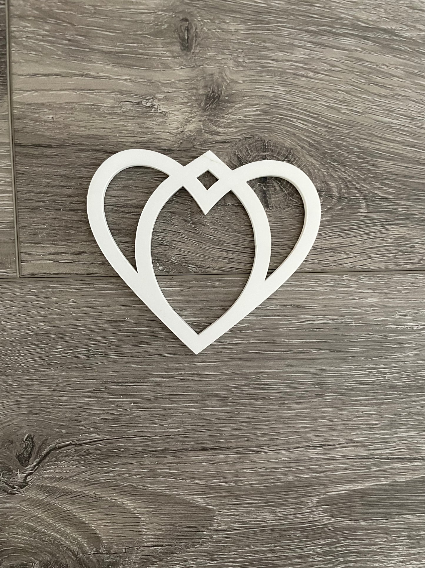 White Acrylic Pattern Heart 3 w hole