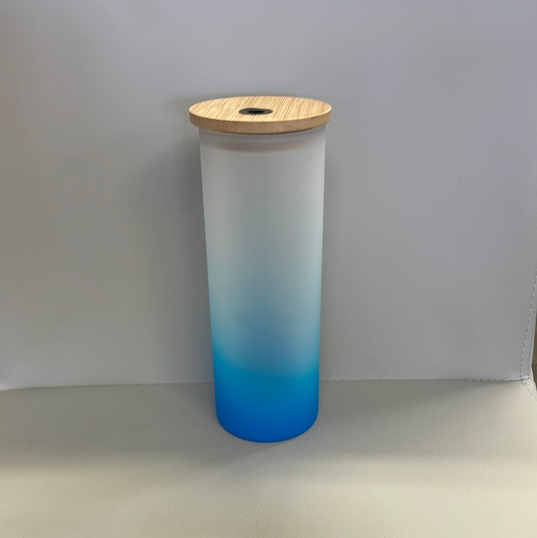 Frosted Gradient Glass tumbler with bamboo lid