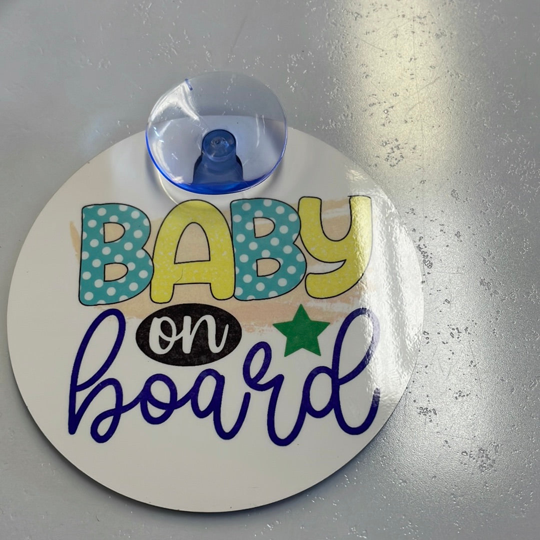 Round MDF Car Sign with suction cup