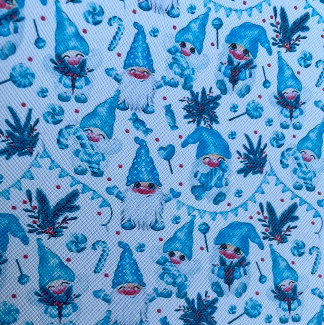 Gnomes Xmas Blue Faux leather