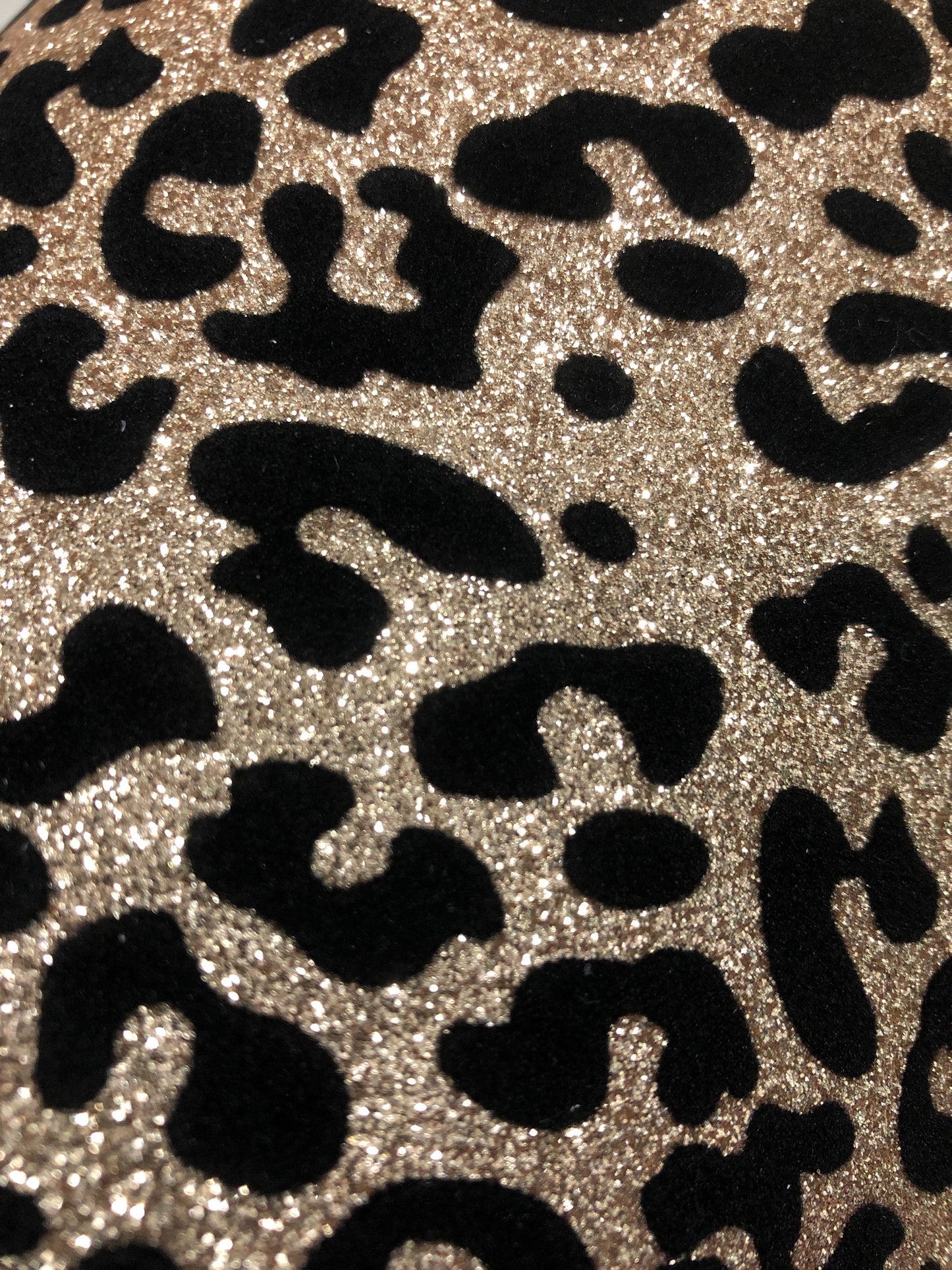 Black velvet animal print faux leather