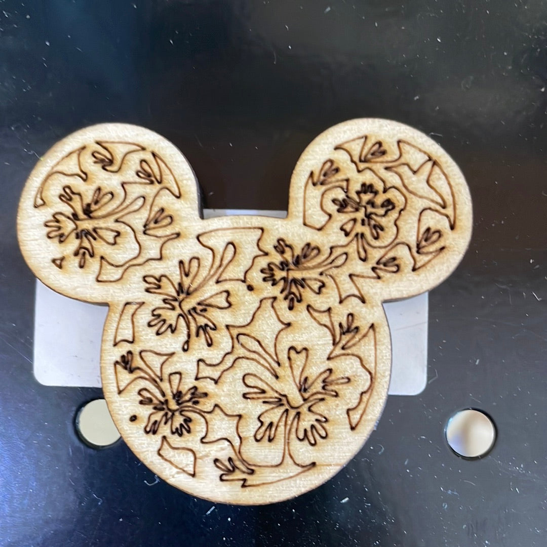 XS Birch Mouse Head - Hawaiian flowers