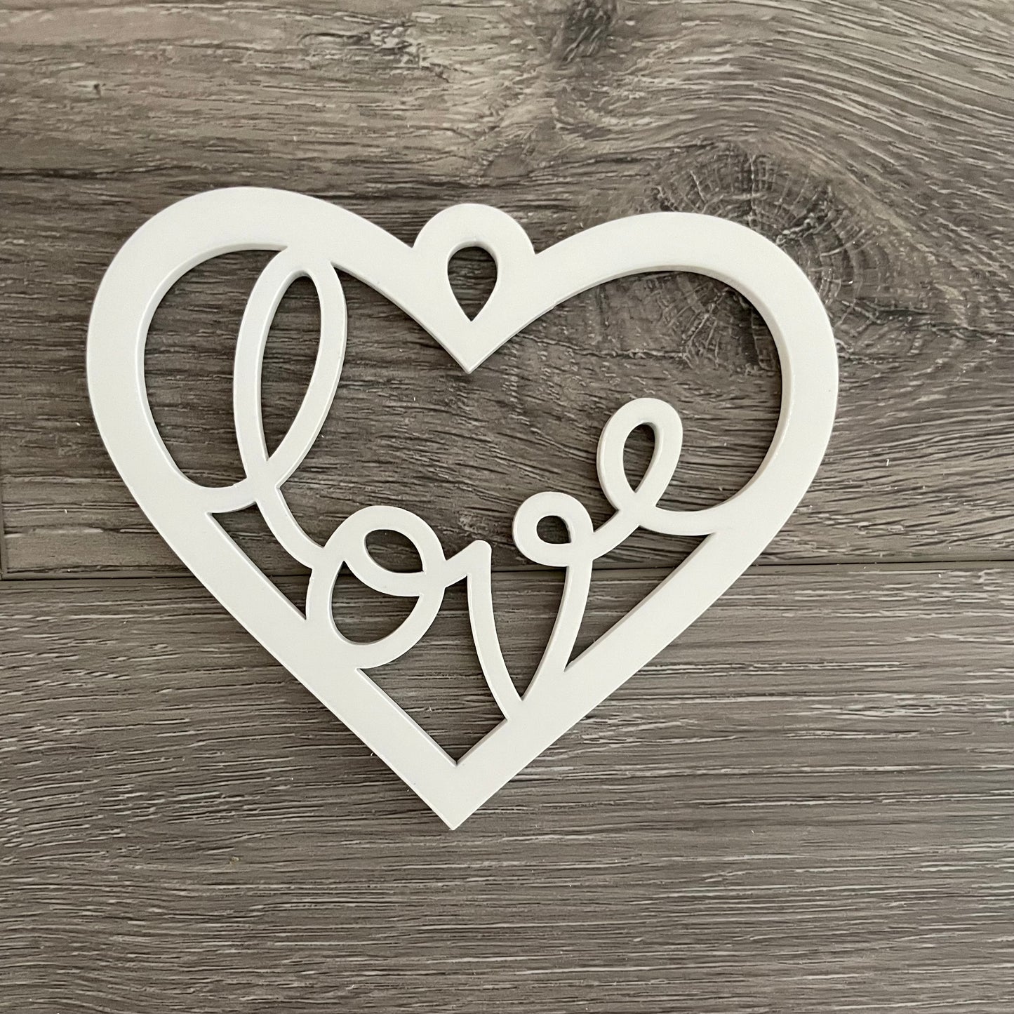 White Acrylic Pattern Heart Love w hole