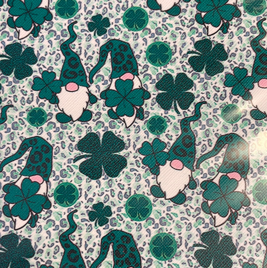 Faux Leather -Clover Leaf Gnomes