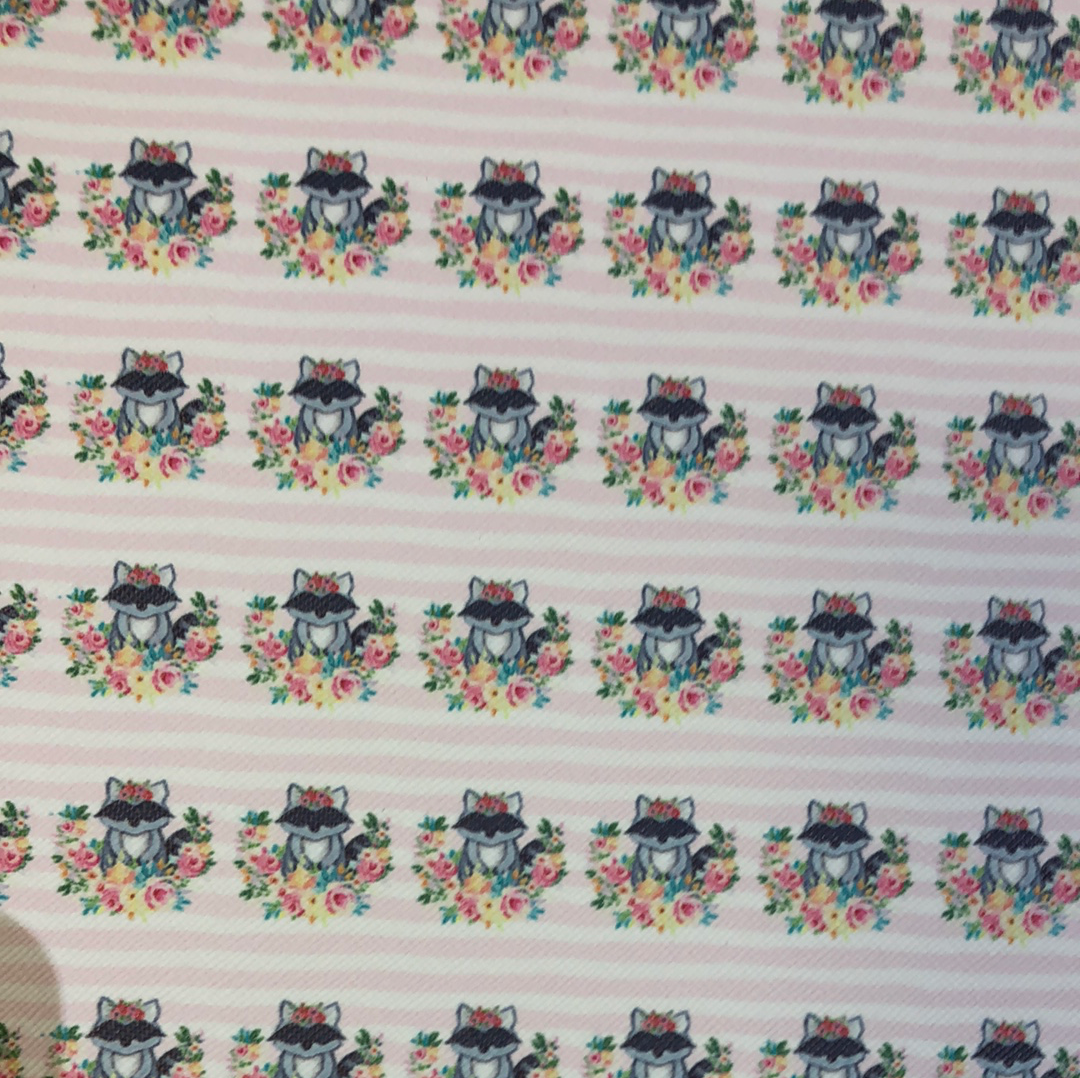 Faux Leather Mini Raccoons Flowers