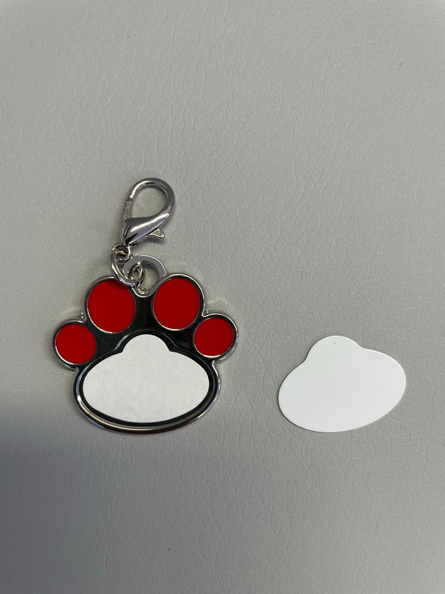 Metal Paw Print Tag w Inserts - Red