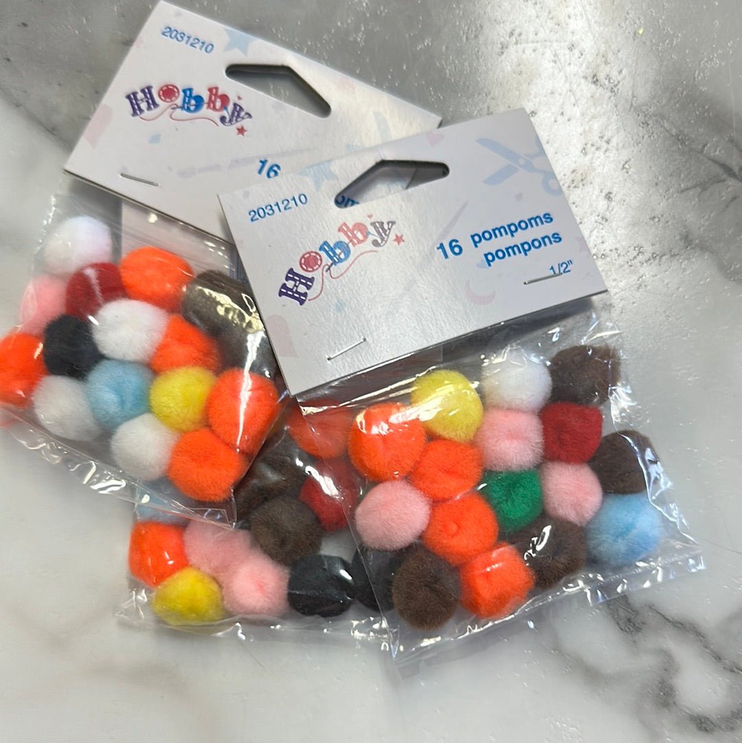 PomPoms 1/2 in Assorted 16 PK