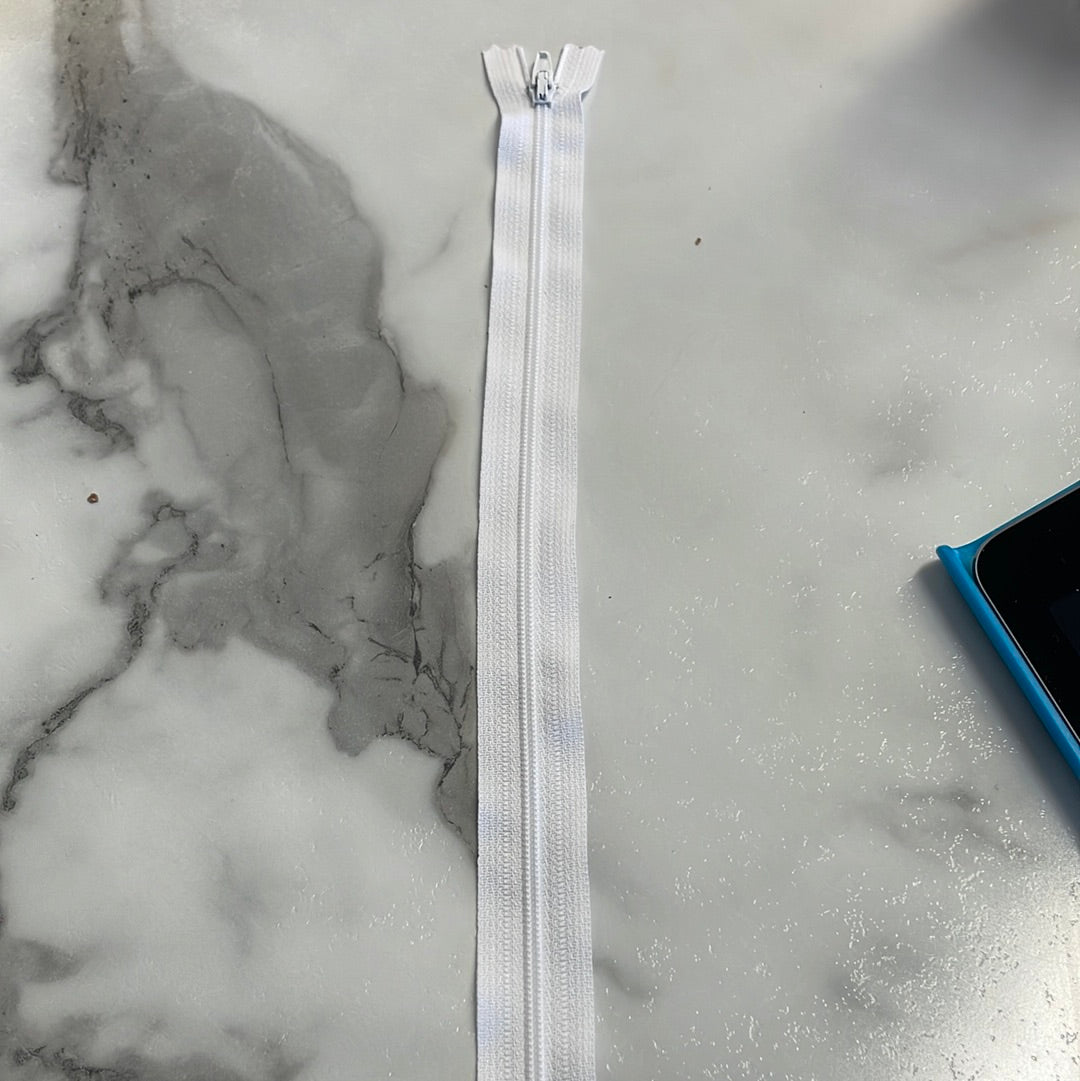 YKK #3 Nylon Zippers 14 " - White