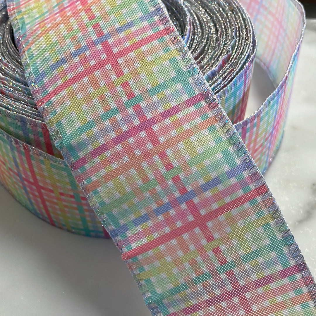 Summer Plaid Linen Wire Edged Ribbon