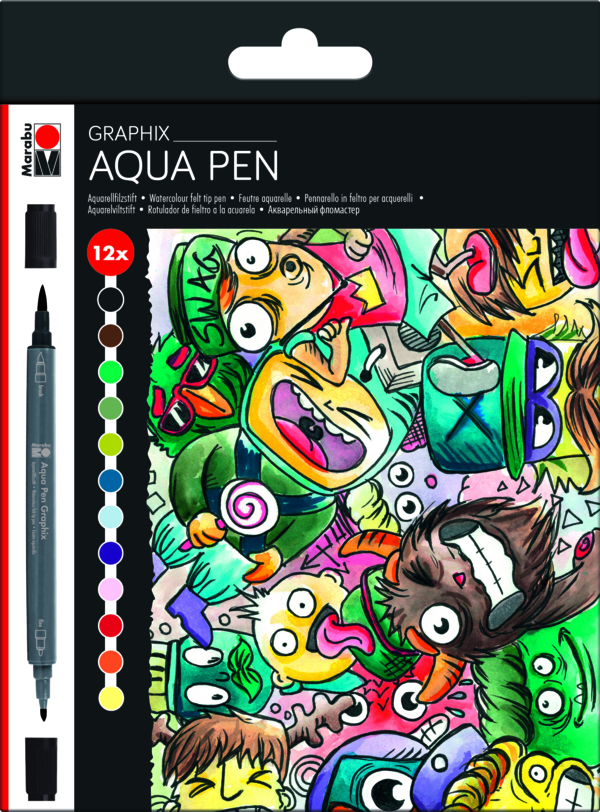 Marabu Aqua Pen Graphix 12pc MEGA MASH - Main Image