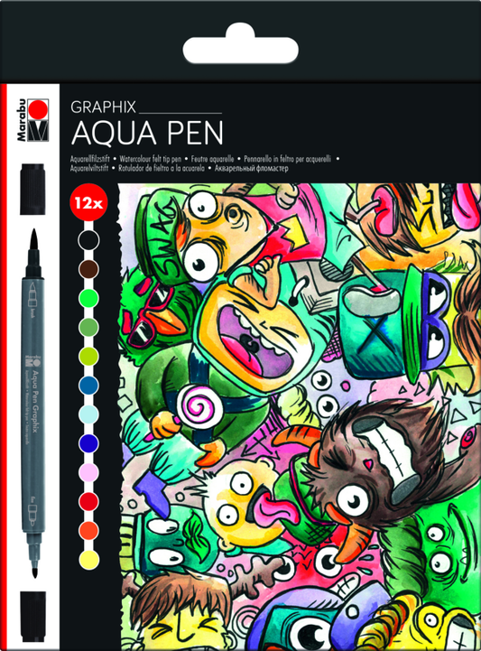 Marabu Aqua Pen Graphix 12pc  MEGA MASH