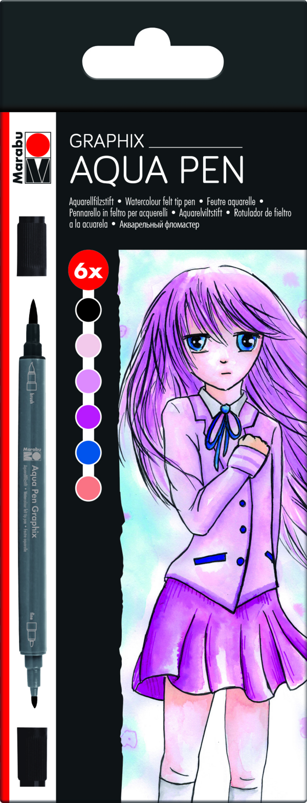 Marabu Aqua Pen Graphix 6pc MA KE MANGA