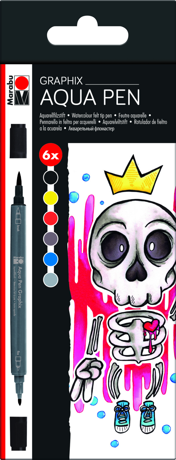 Marabu Aqua Pen Graphix 6pc KING OF BUBBLEGUM