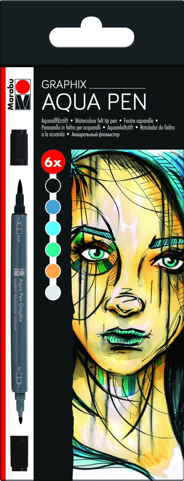Marabu Aqua Pen Graphix 6pc METROPOLITAN