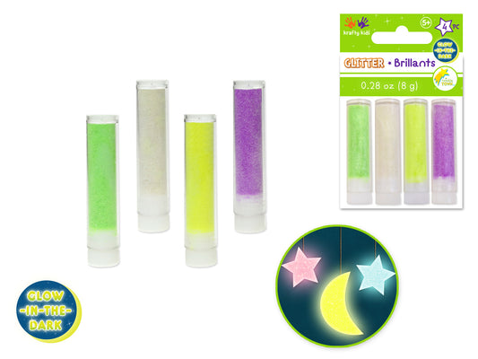 Glow-in-the-dark SPARKLE Glitter Vials 4 pc x 2g