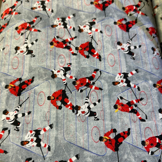 Hockey Down the Ice Quilting Cotton 45" YD