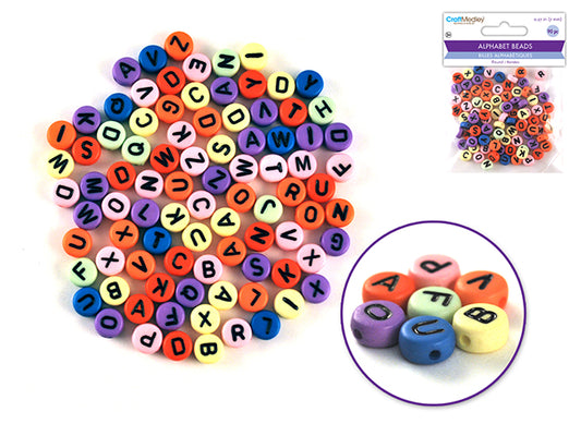 Alphabet Beads:  Multi color w/Black  Letter