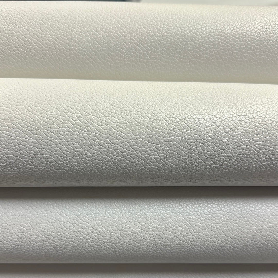Faux Leather Roll Small Litchi White