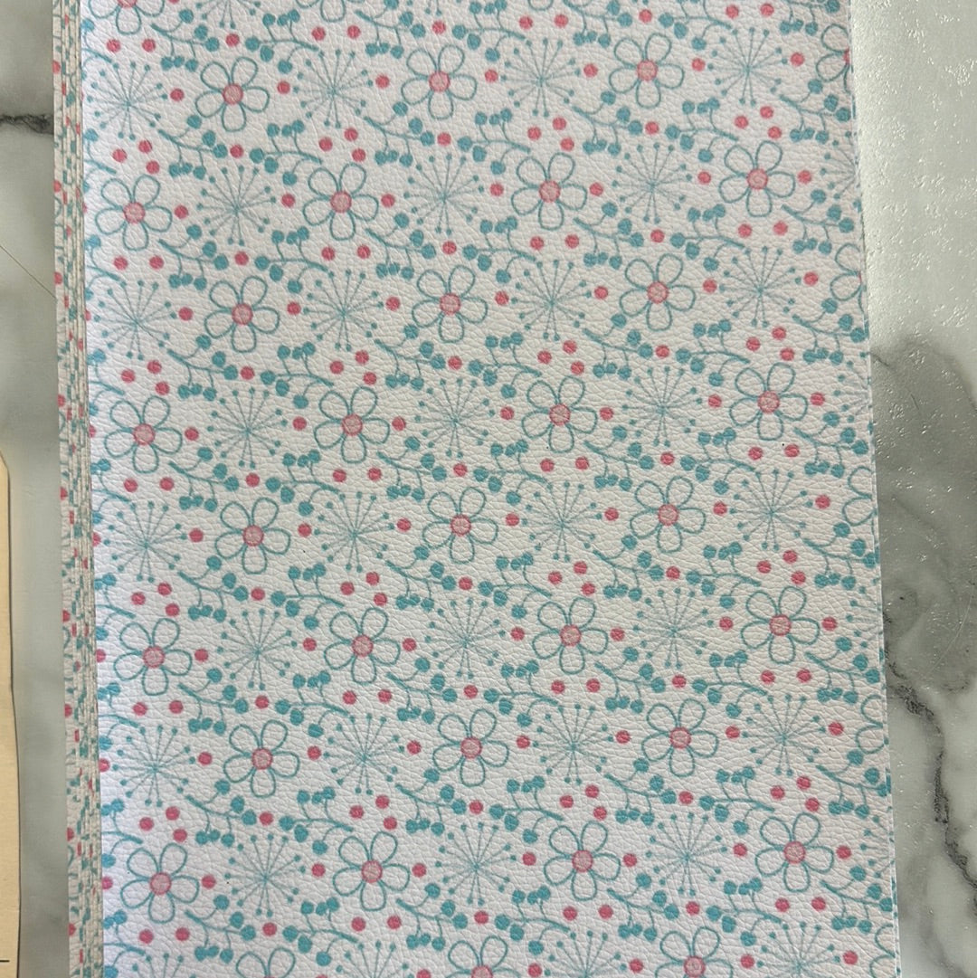 Faux Leather Pink Blue Floral