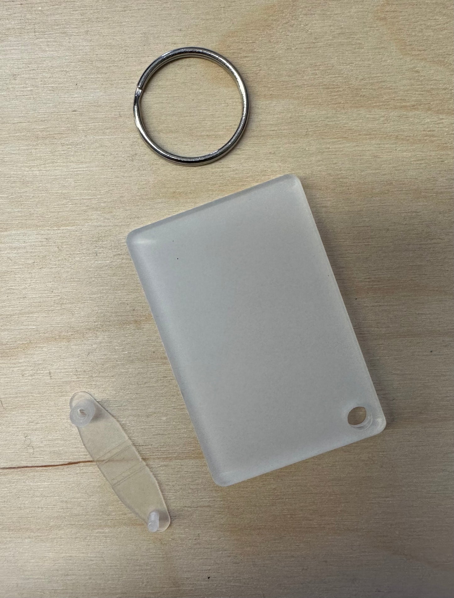 White Acrylic Rectangle KeyRing Sublimation