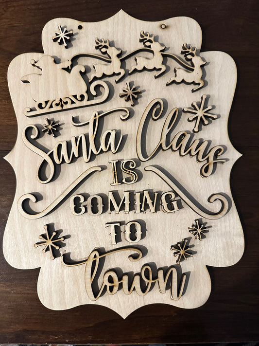 Santa Claus is Coming to Town Wood Sign Kit