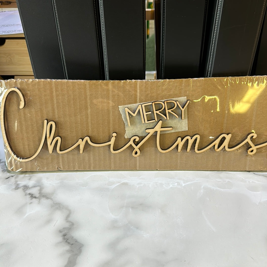 Merry Christmas words  Cutout birch