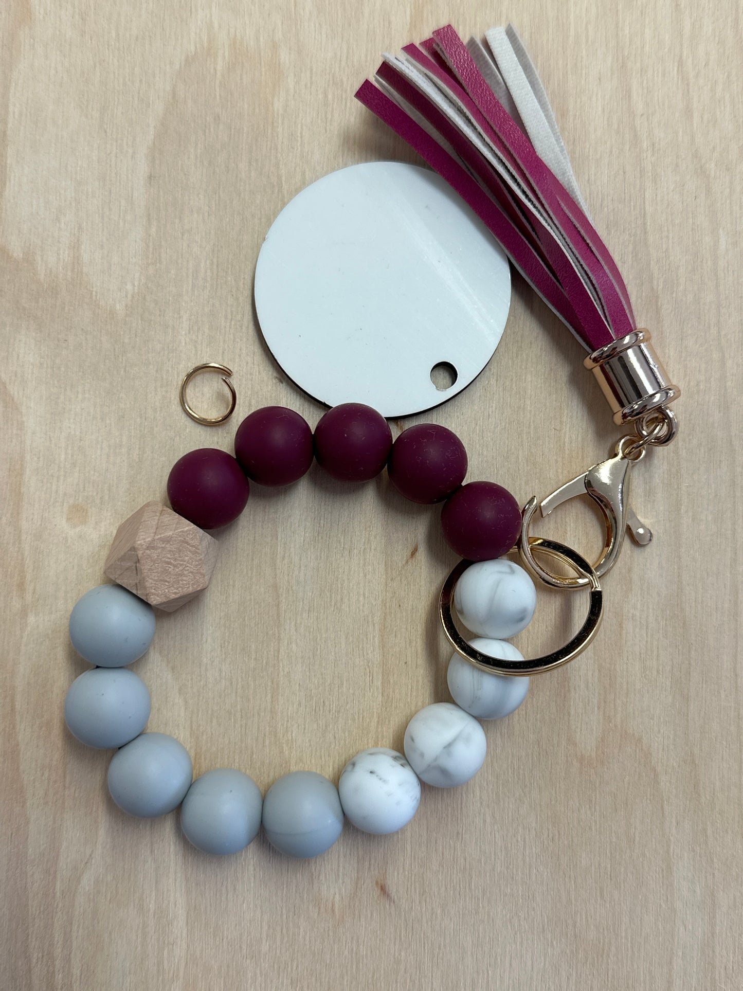 Silicone Beaded Key Ring Bracelet w Sub Disc