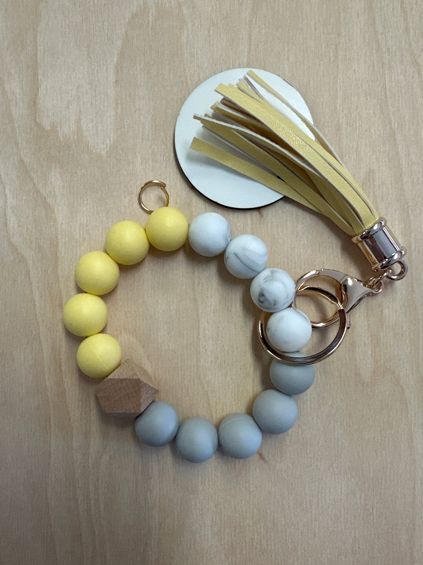 Silicone Beaded Key Ring Bracelet w Sub Disc