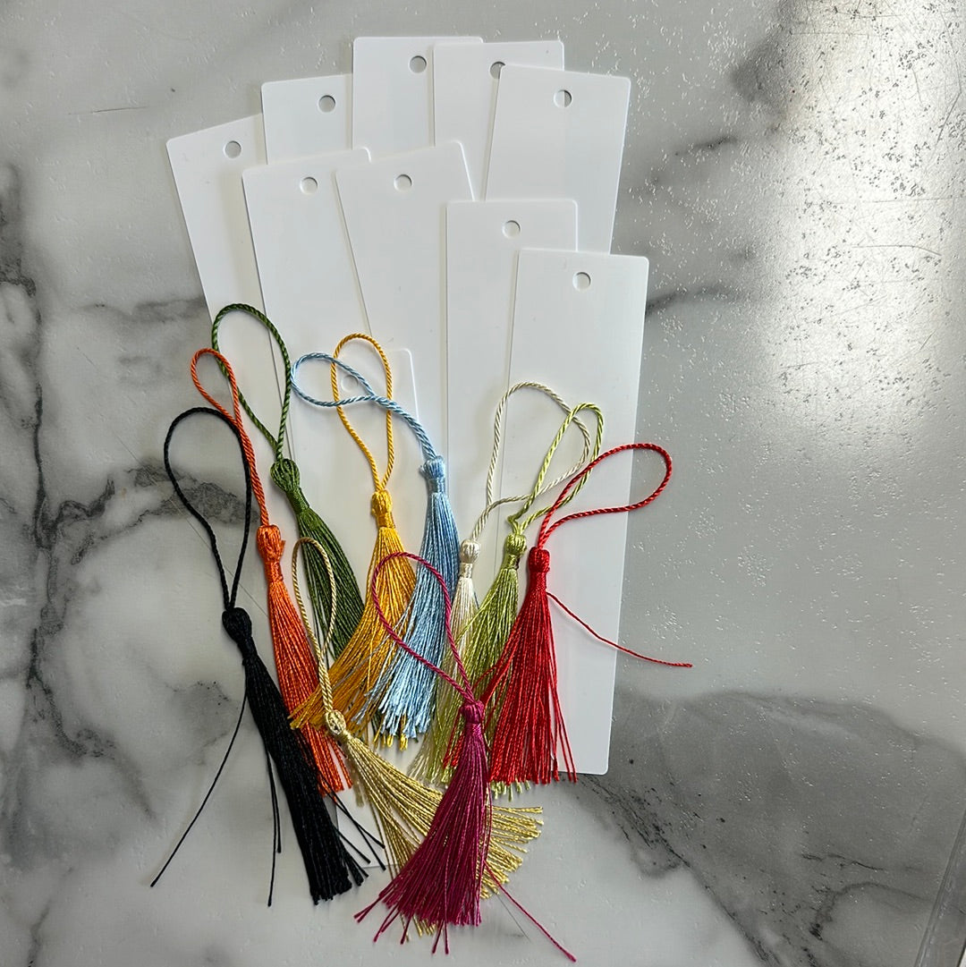 Plastic  Bookmarks w Tassels  for Sublimation