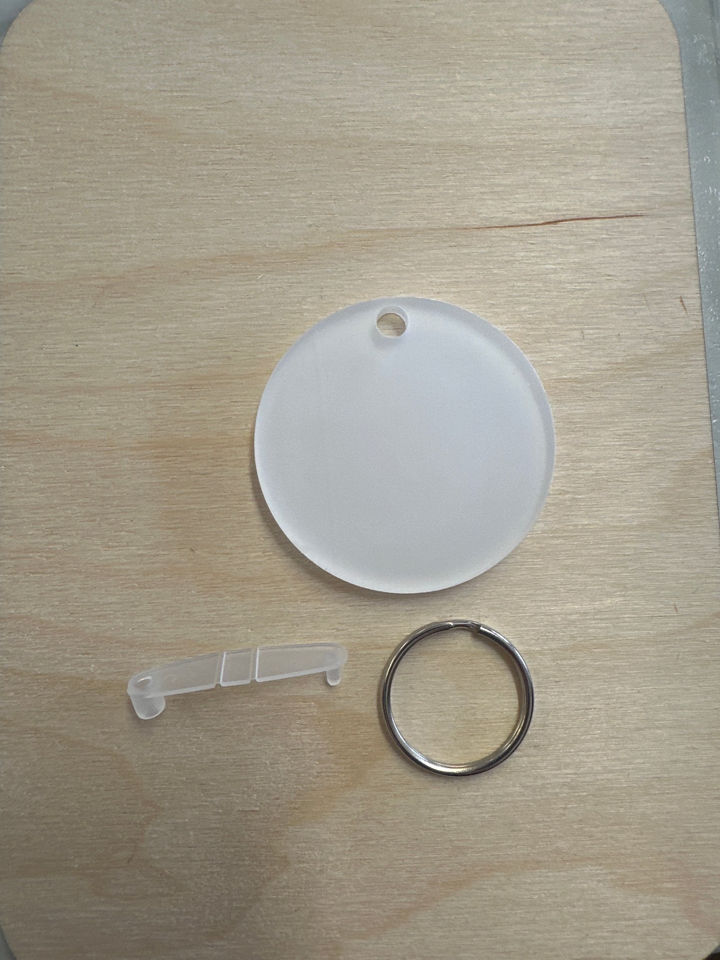 White Acrylic Round KeyRing Sublimation