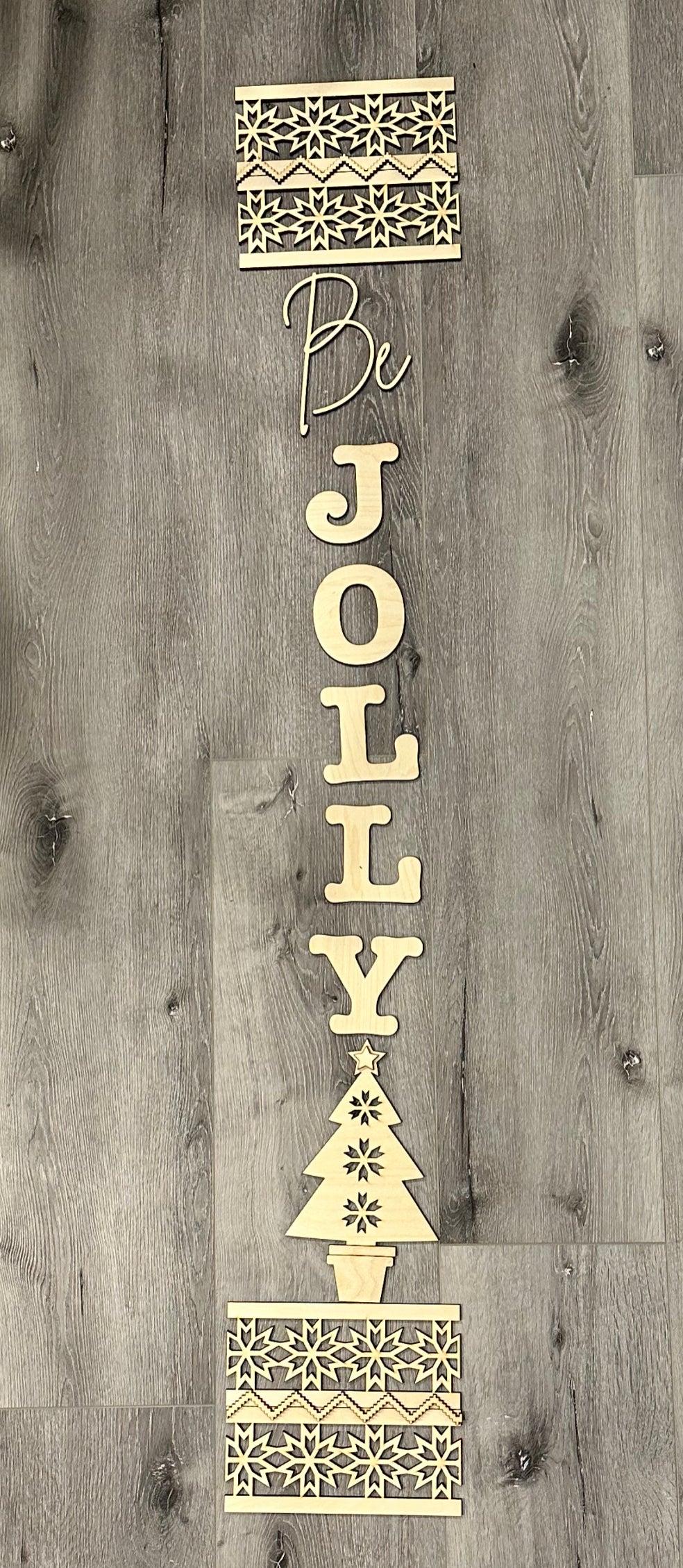 Be Jolly Knit Wood Sign DIY Porch Leaner