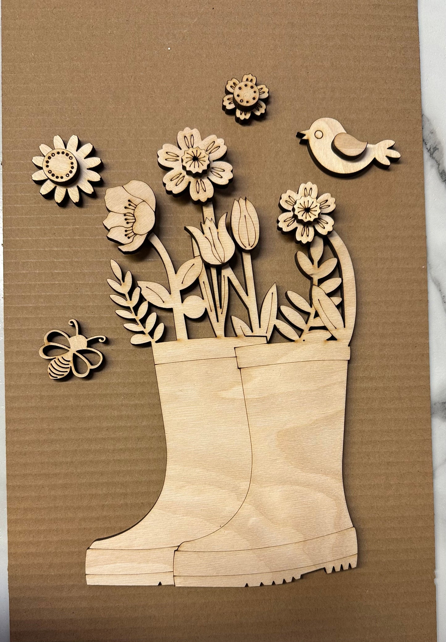 Spring Floral Boots Wood Sign DIY