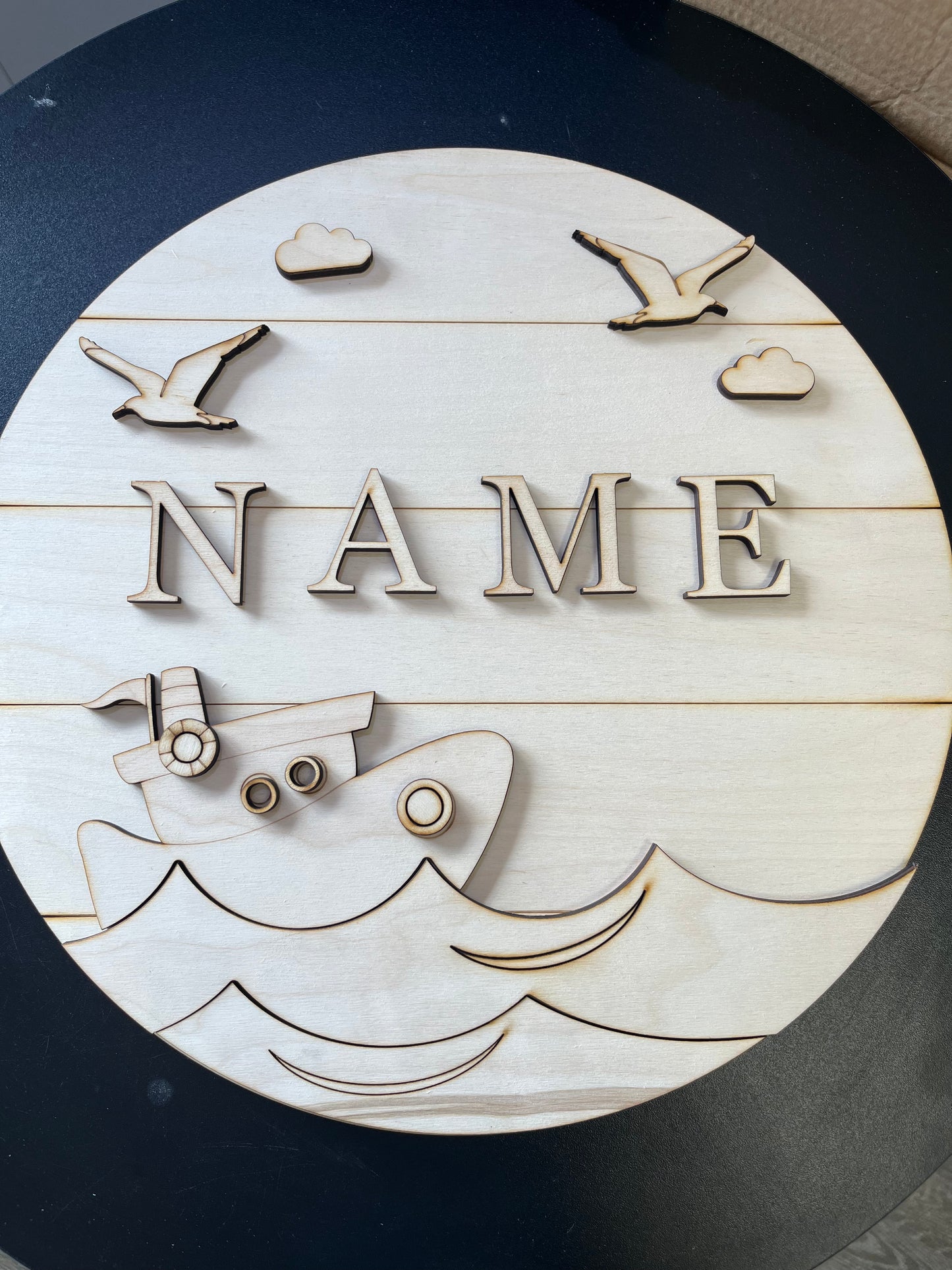 16"  Birch Boat Kids room  DIY Sign