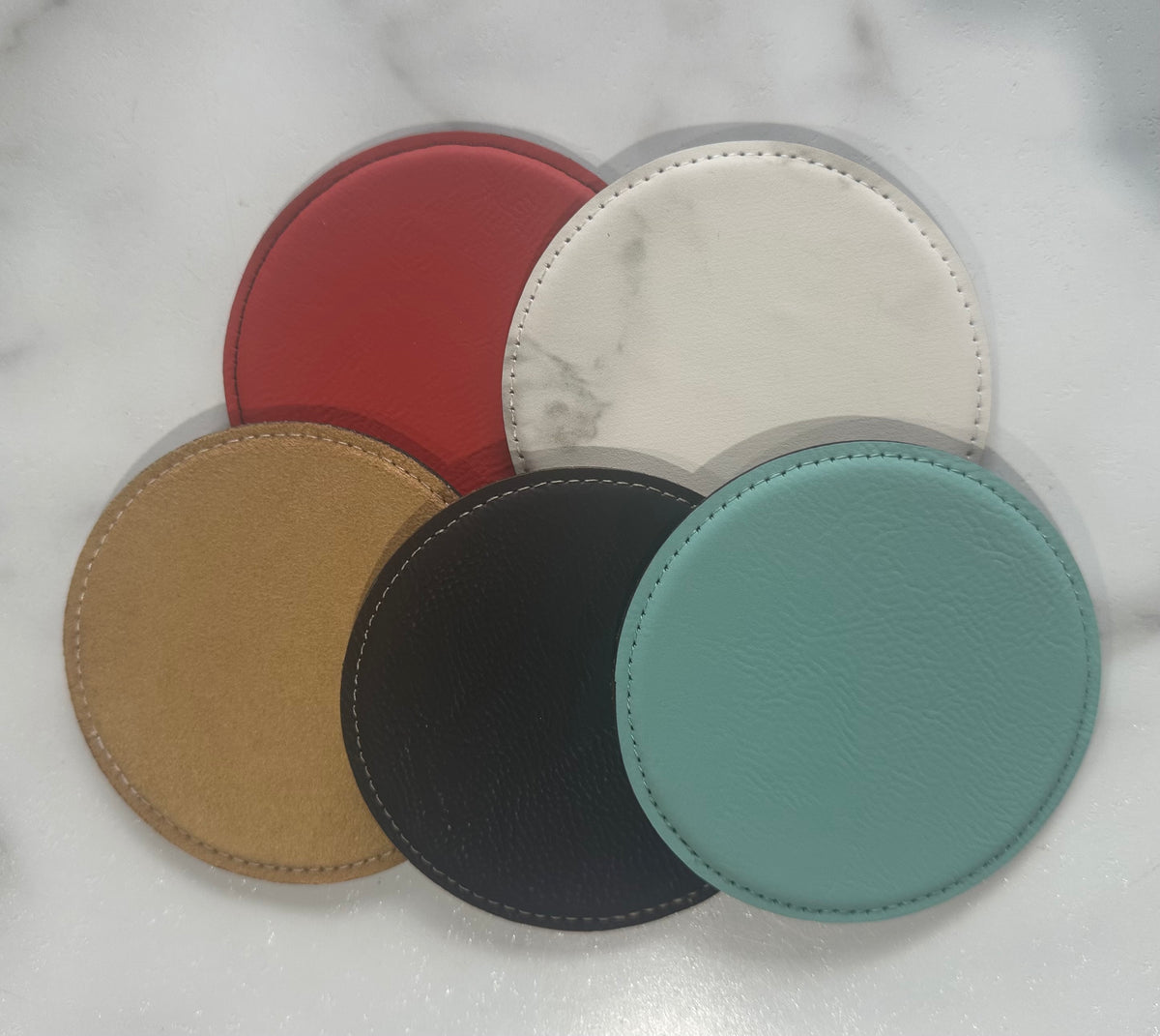 4" Round Leatherette Coaster for Engraving