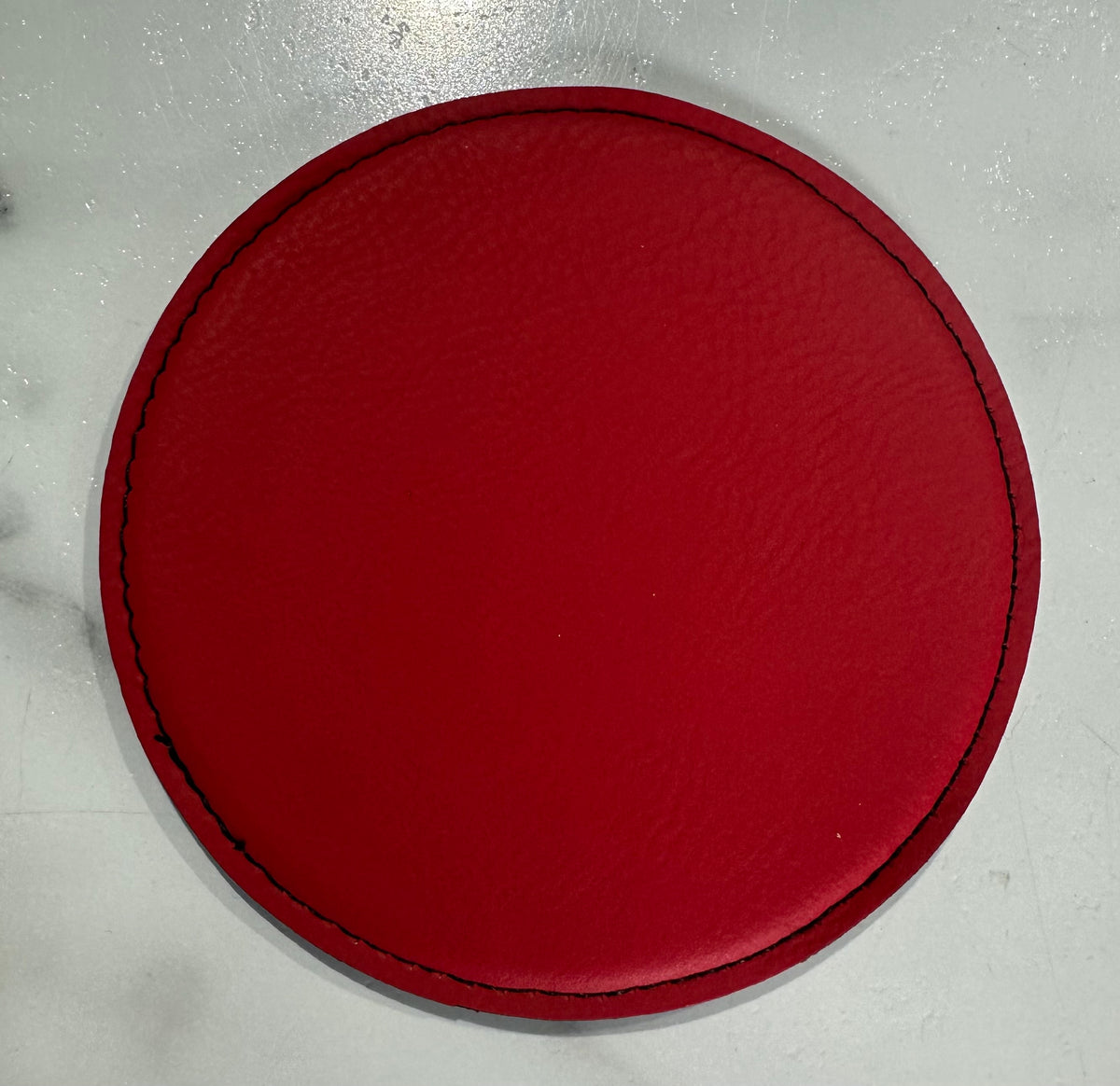 4" Round Leatherette Coaster for Engraving