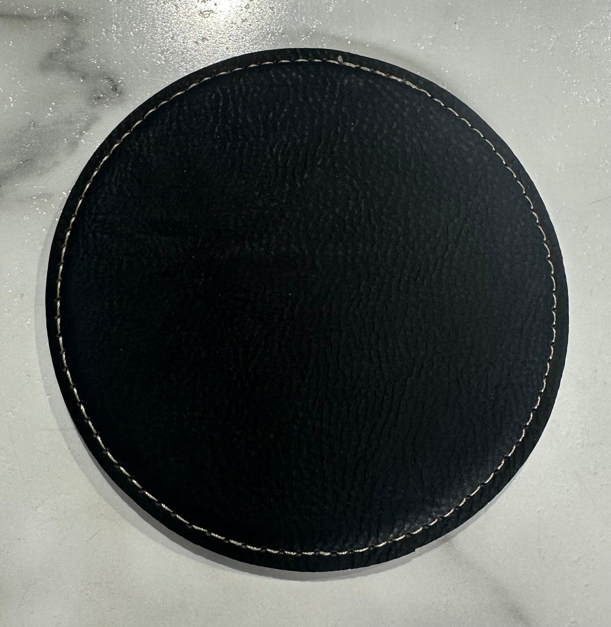 4" Round Leatherette Coaster for Engraving