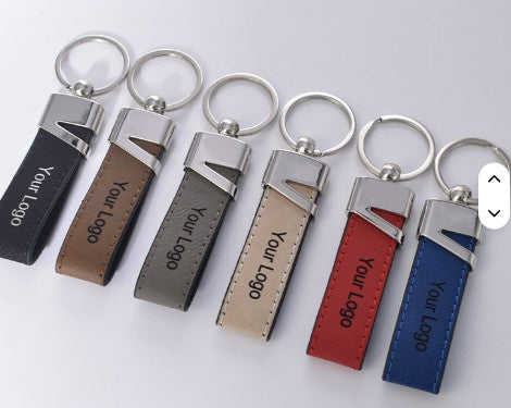 Laserable Leatherette Metal Keychain