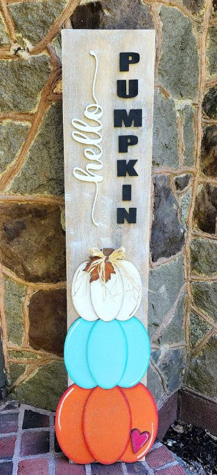 Hello Pumpkin Wood Sign DIY Porch Leaner