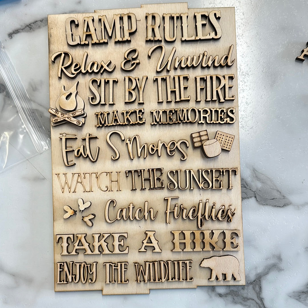 Camp Roule Code Sign Camp Rules 13” Sign DIY – Craft Enablers