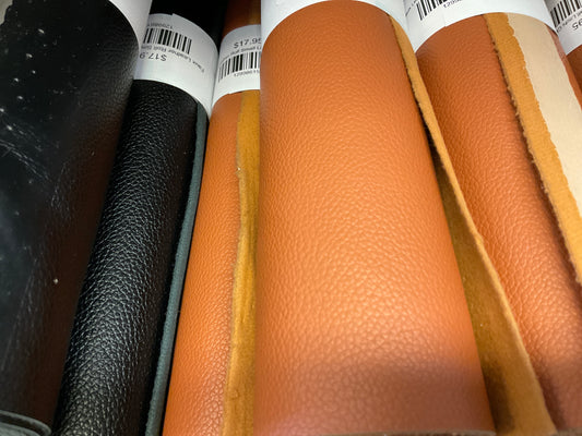 Faux Leather Roll Small Litchi Clay Brown