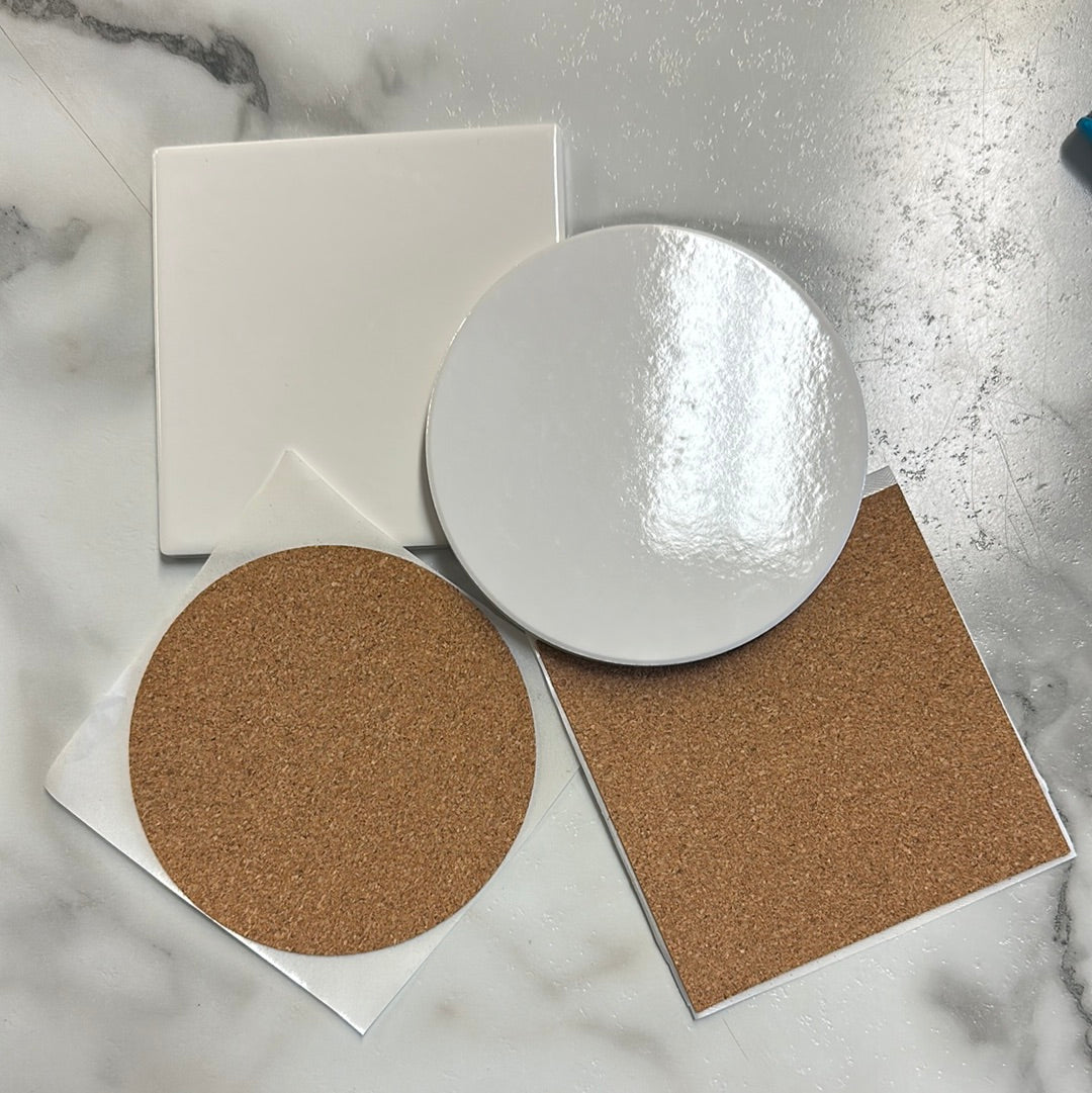 Ceramic Coasters w cork