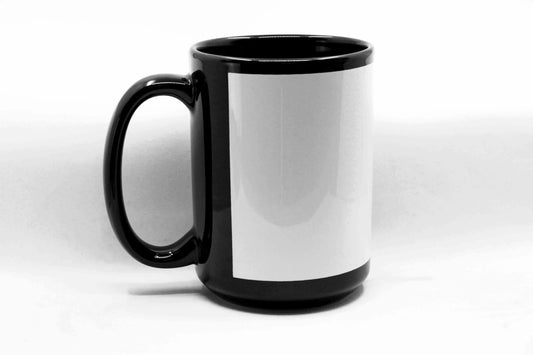 15 OZ Black w/ white Sublimation Patch Coffee Cups **PICKUP ONLY**