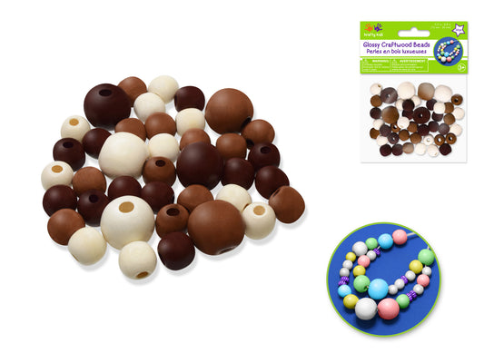 Glossy Craftwood beads Assorted 42 PC
