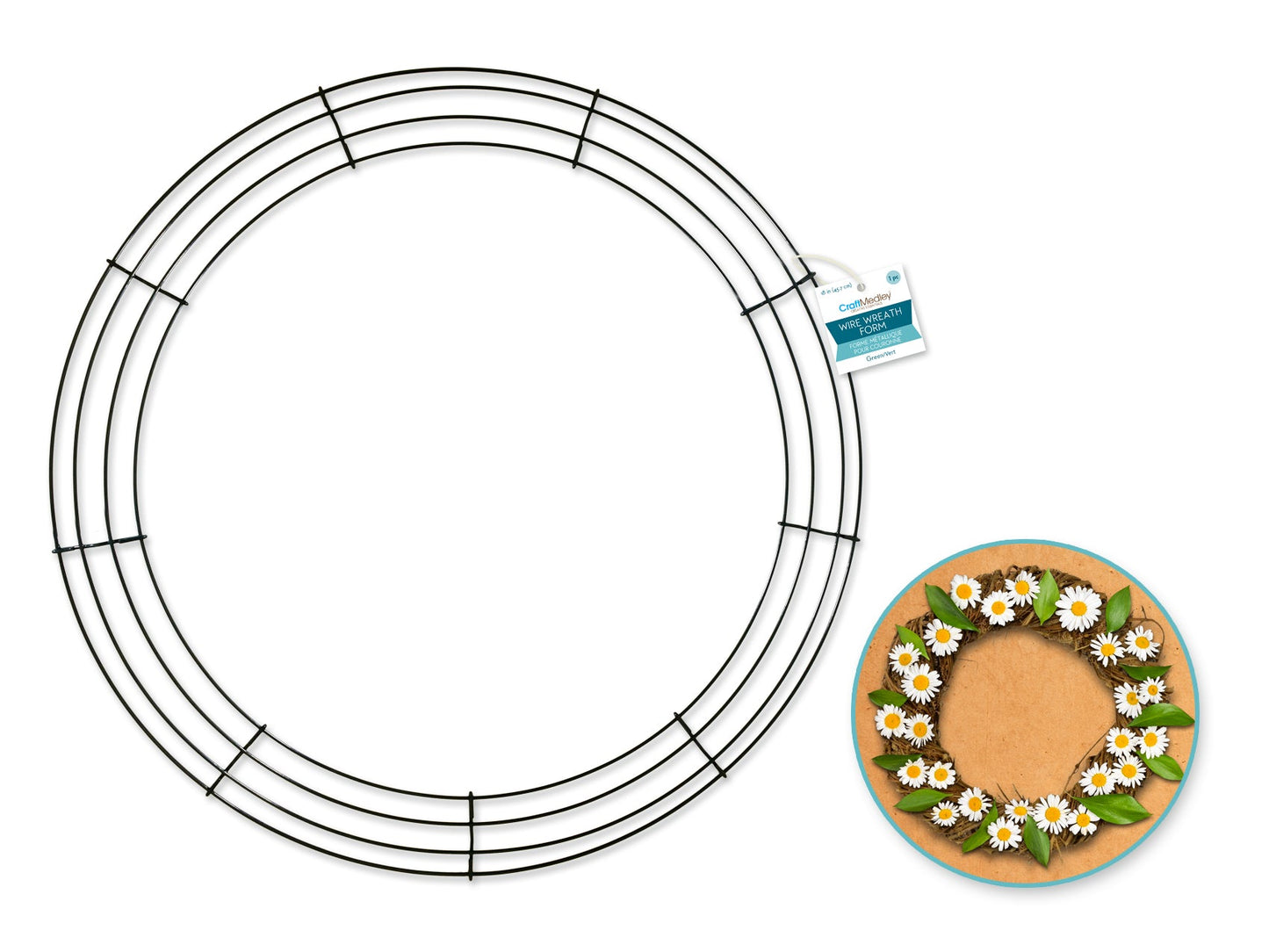 Wire Wreath Form: 16" Green 4-Ring  **LOCAL PICKUP**