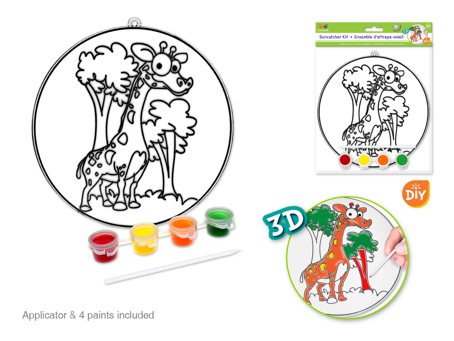 3D Suncatcher Painting kit - Round Giraffe