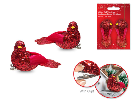 Glitter Red Cardinals  - 2PK