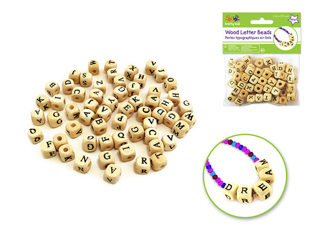 10mm Letter Beads 60/pk Natural