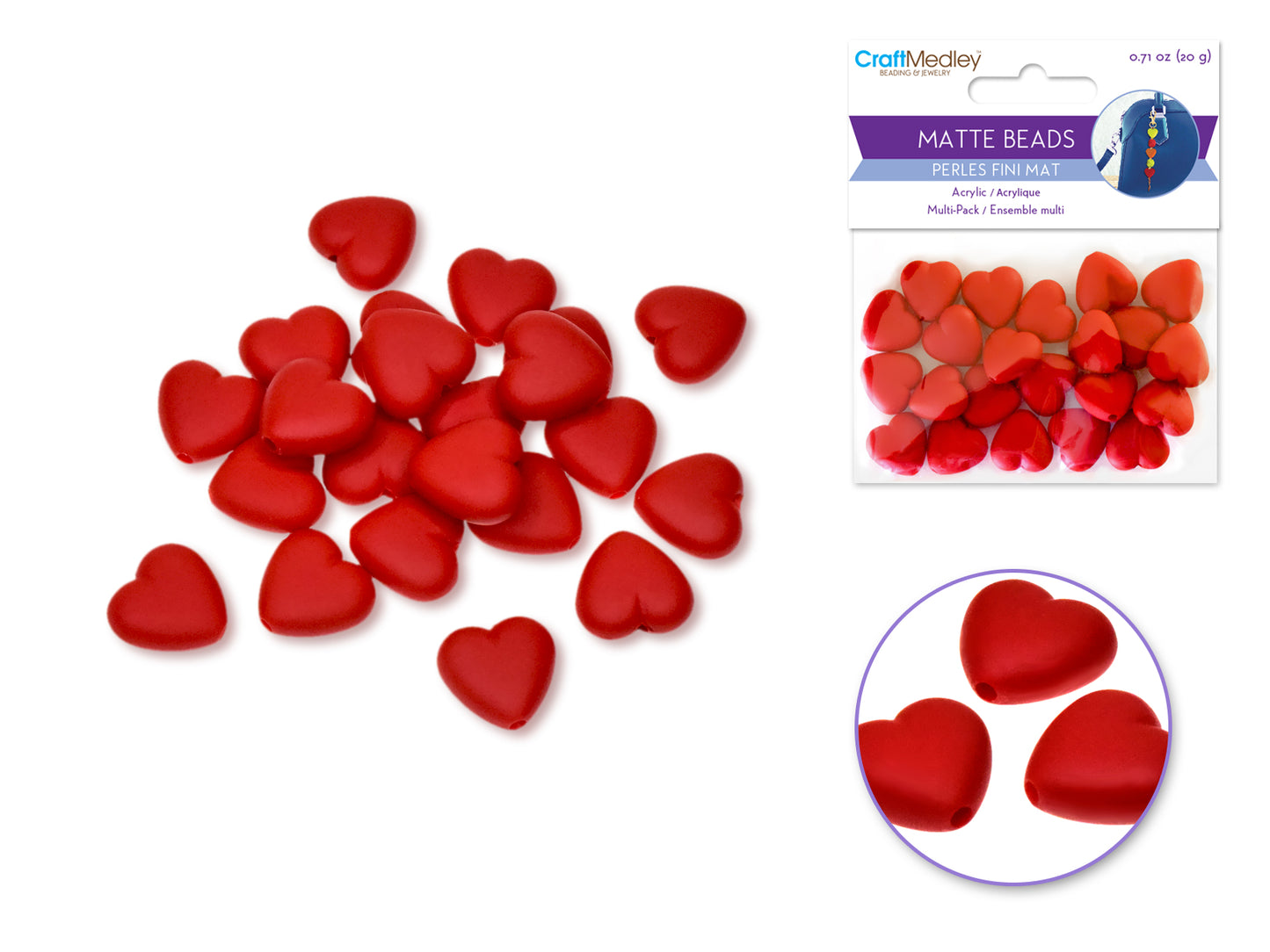 Matte Heart Beads