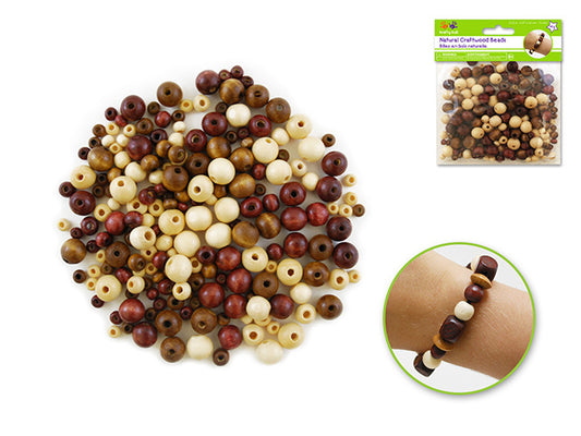 Natural Beads 40g Asst Sizes Round