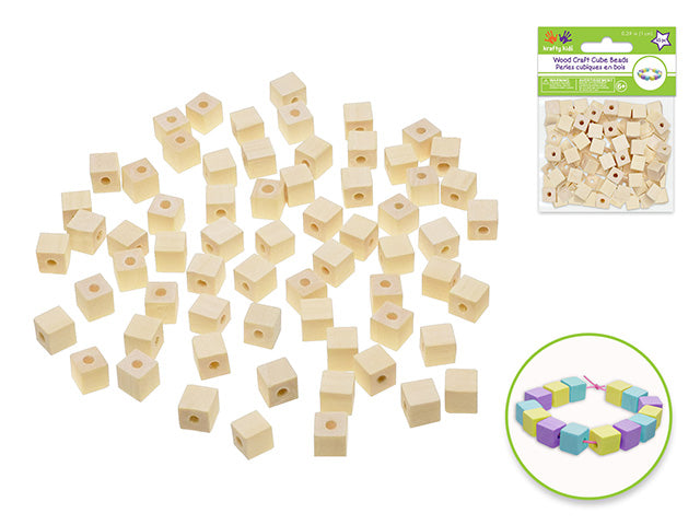 Wood Craft Cube Beads  Natural